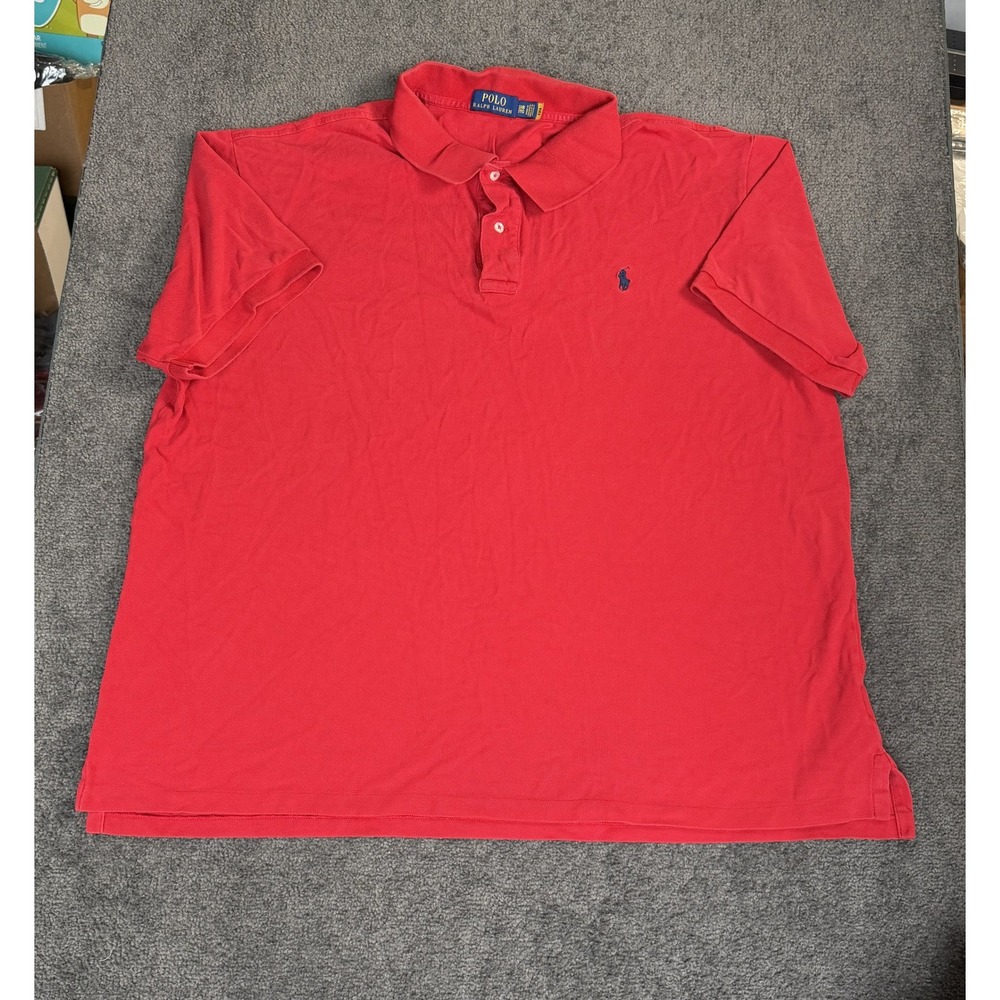 Polo Ralph Lauren Red Short Sleeve Pique Polo Shirt Mens 3XB Big & Tall